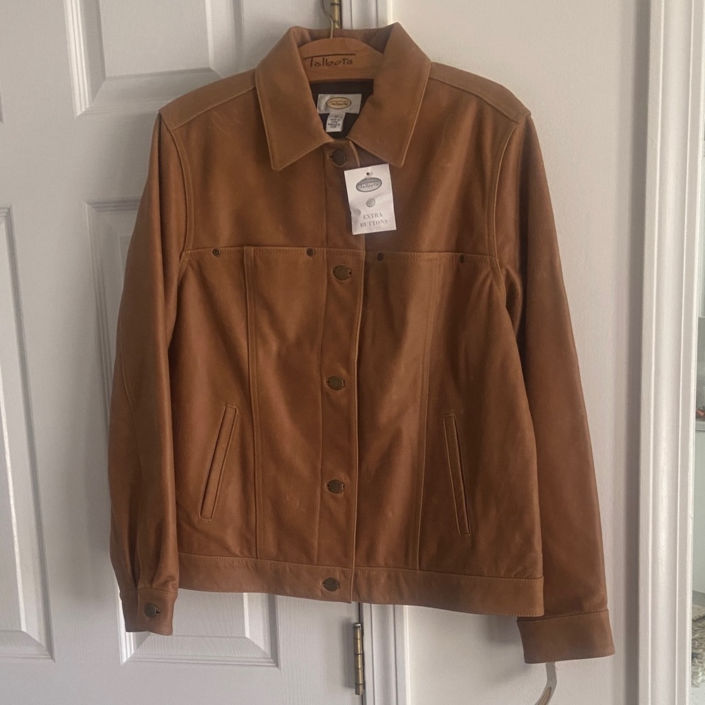 TALBOTS Brown Leather Jacket 💥BRAND NEW💥